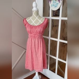 Max Studio Medium Fairy Shirred Neckline Redish-pink Dress. M/L